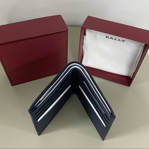 Bally Men's Leather Bi-Fold Wallet w/Stripe (Blue) - Picture 3 of 6